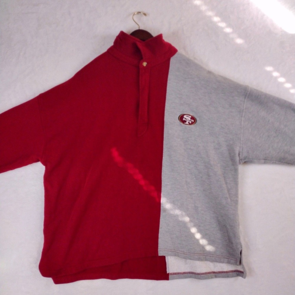 Vintage Lee Sport SF 49ers Split Color Rugby Sweatshirt Mens XXL Red Grey NFL - Picture 2 of 9